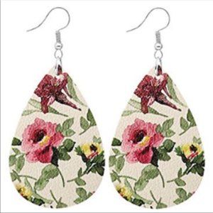 Leather Flower EARRINGS ~ Lush Happy Teardrops